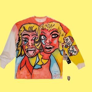 The Art Exhibit Frantic woman red